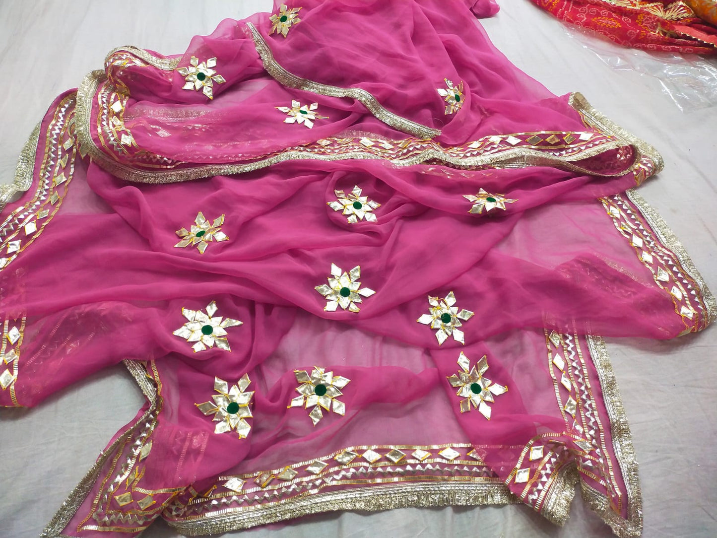 New Premium Pure Georgette Festive Saree with Traditional Gota Patti Work BY PCD