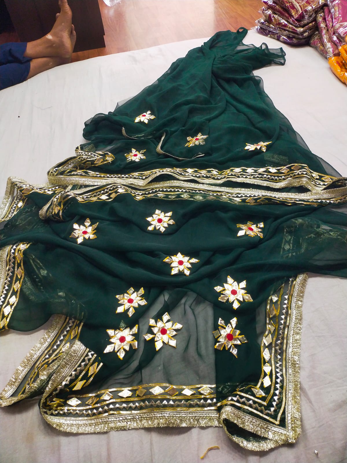 New Premium Pure Georgette Festive Saree with Traditional Gota Patti Work BY PCD