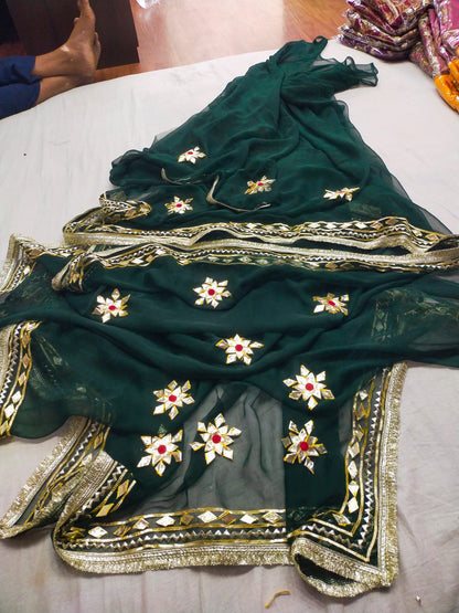 New Premium Pure Georgette Festive Saree with Traditional Gota Patti Work BY PCD