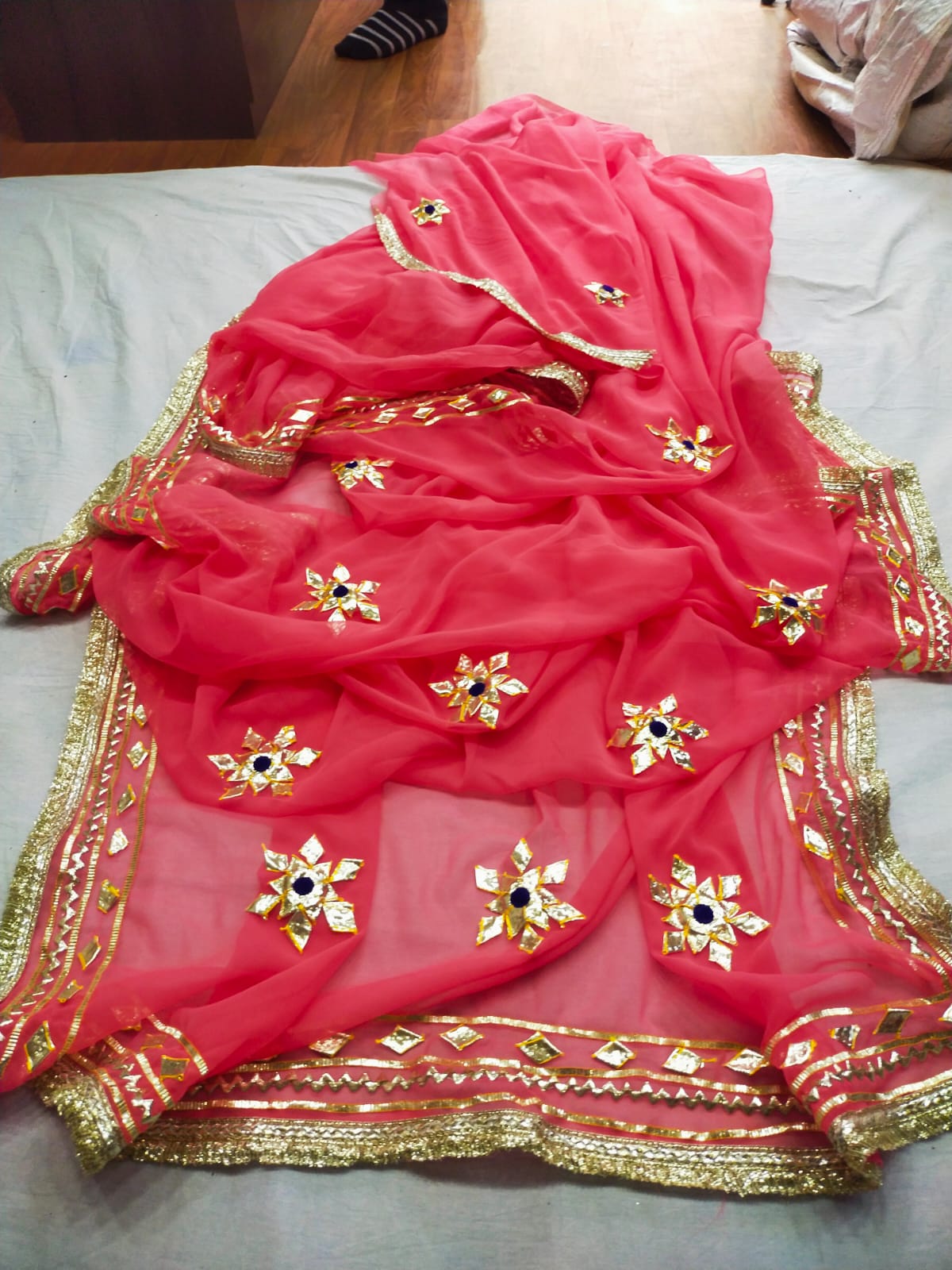 New Premium Pure Georgette Festive Saree with Traditional Gota Patti Work BY PCD