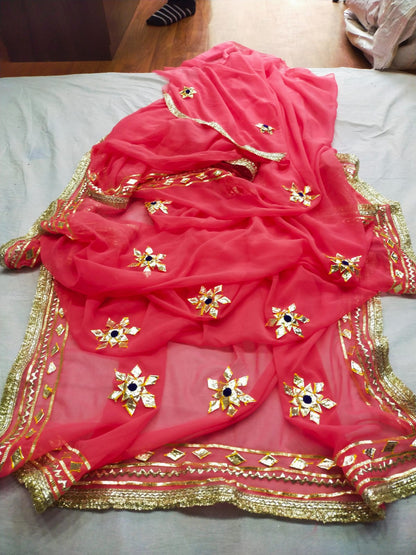 New Premium Pure Georgette Festive Saree with Traditional Gota Patti Work BY PCD