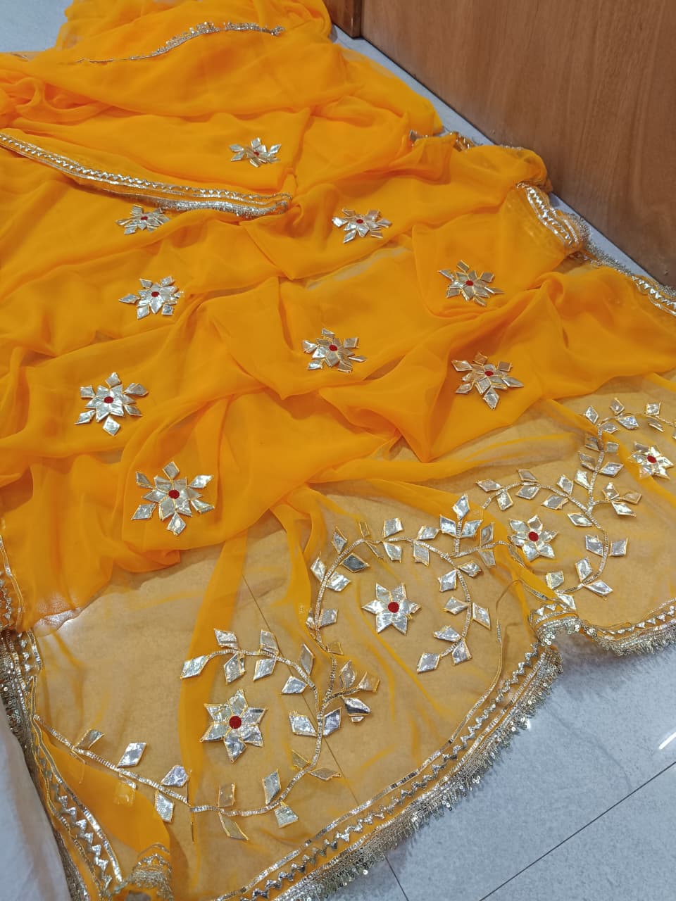 Royal georgette saree gota work by PCD
