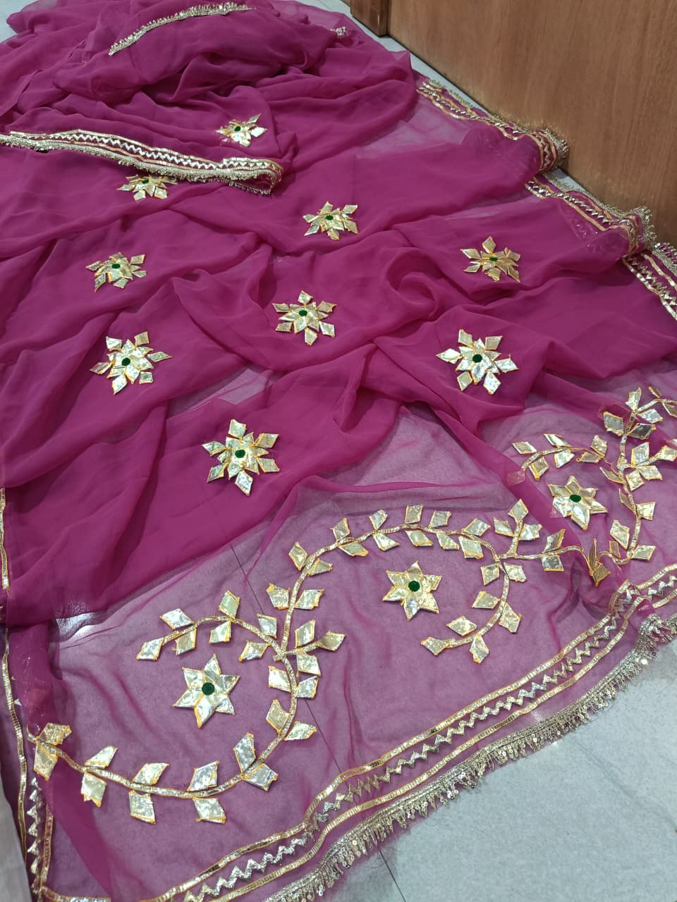 Royal georgette saree gota work by PCD