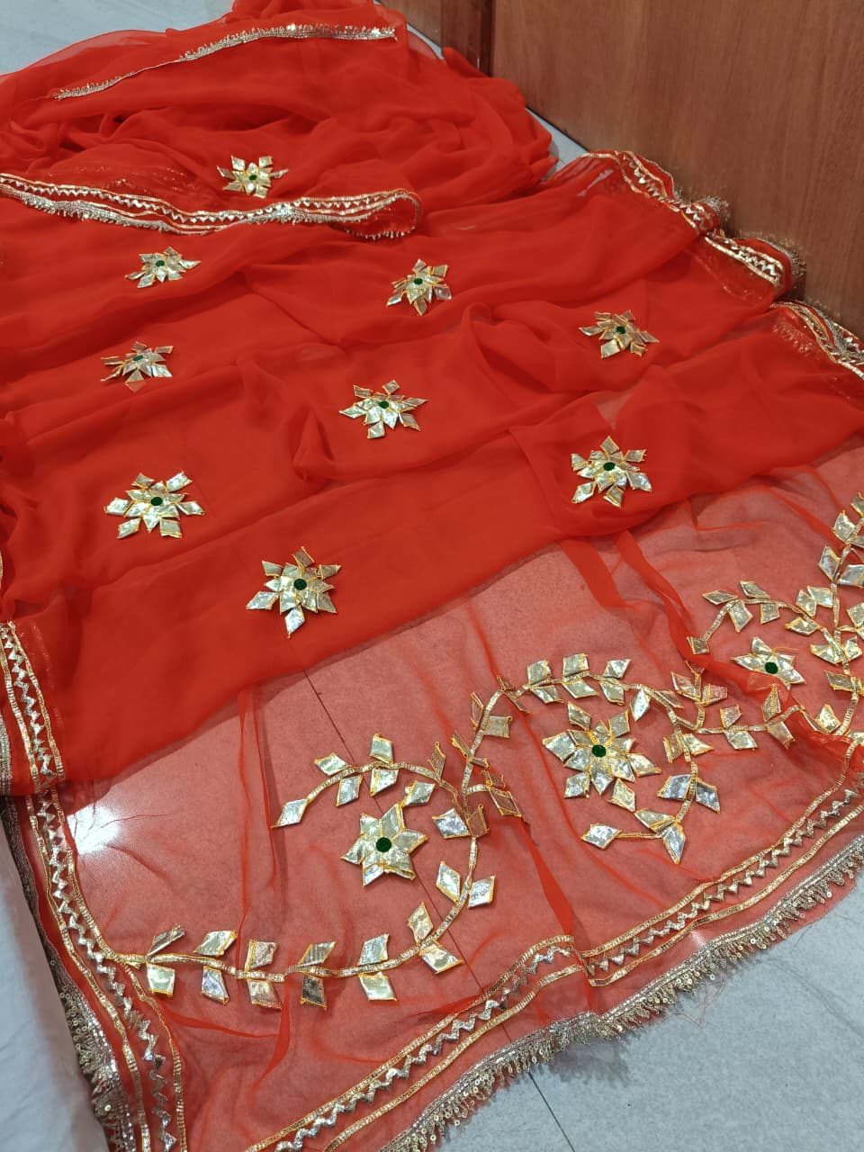 Royal georgette saree gota work by PCD