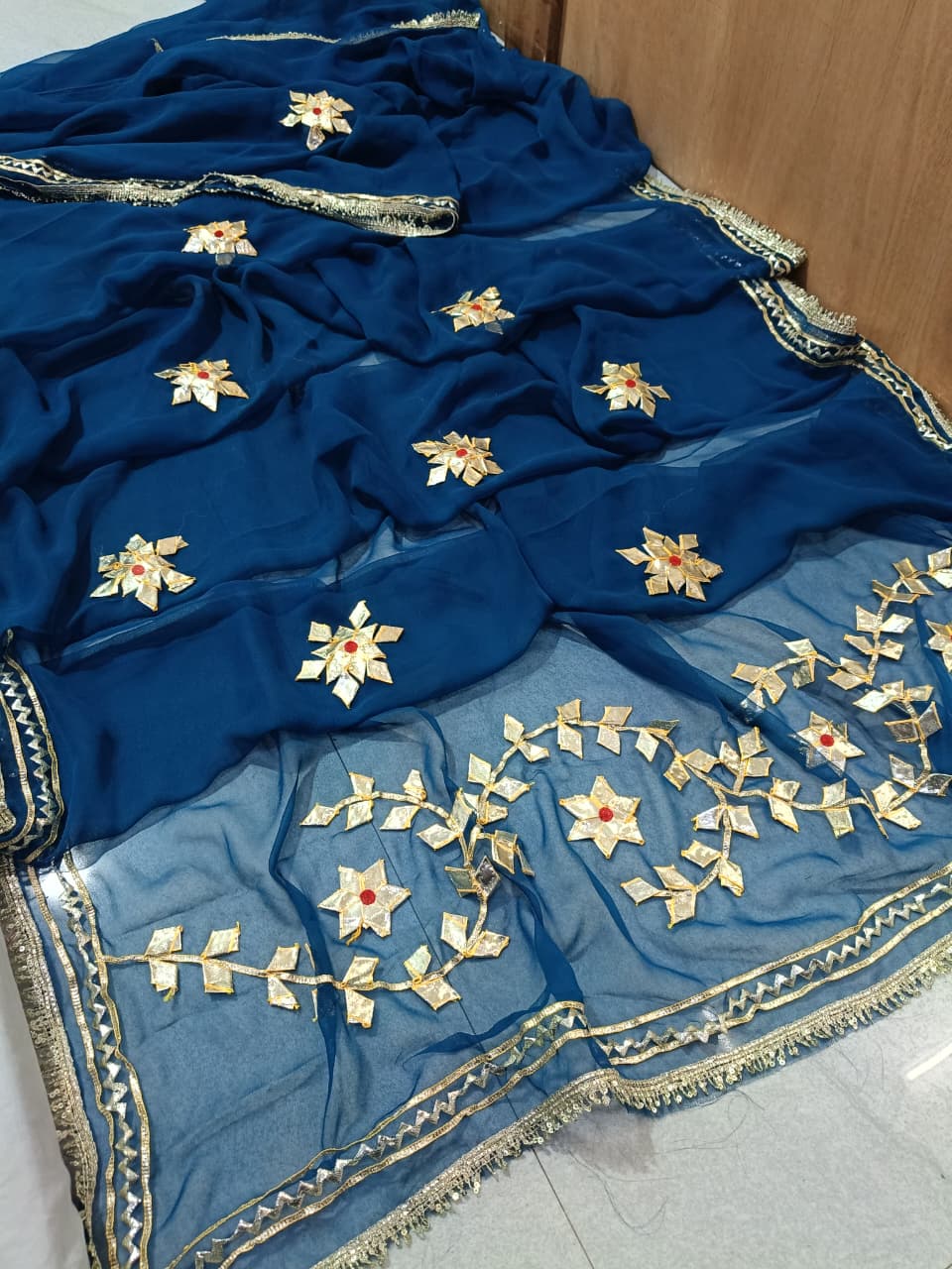 Royal georgette saree gota work by PCD