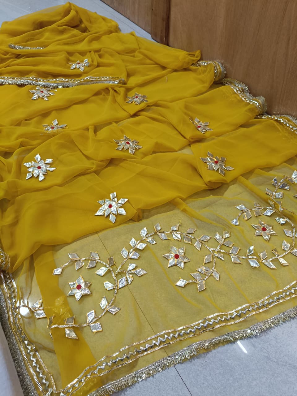 Royal georgette saree gota work by PCD