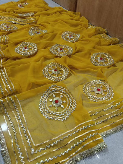Georgette gota work sarees by PCD