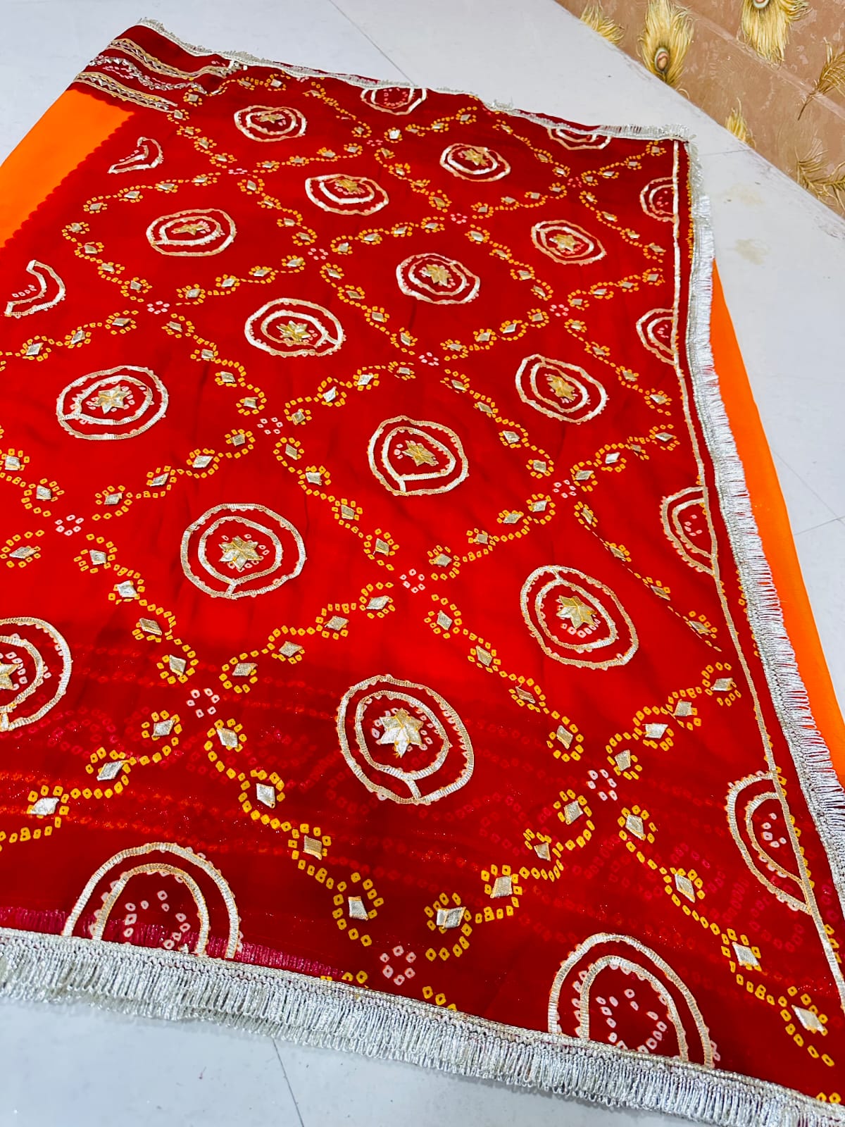Rajasthani Traditional Pure Georgette Chunari Pila Saree by PCD