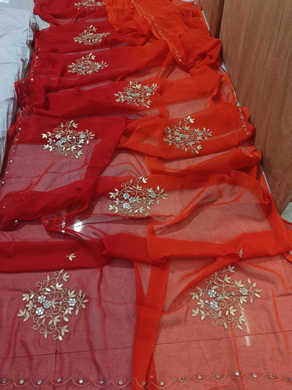 New Latest Chiffon Bollywood Style Gotapatti Work Saree