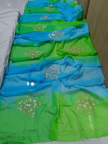 New Latest Chiffon Bollywood Style Gotapatti Work Saree