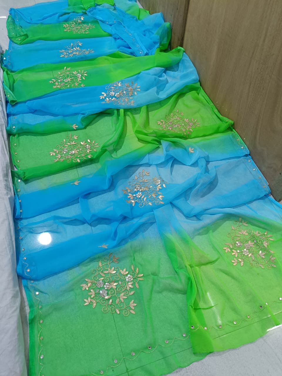New Latest Chiffon Bollywood Style Gotapatti Work Saree