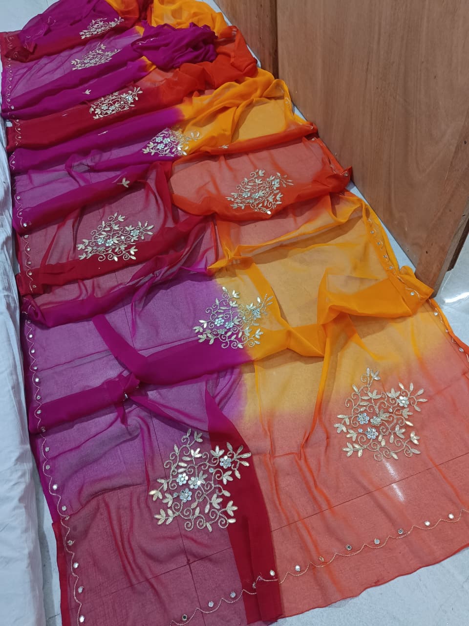 New Latest Chiffon Bollywood Style Gotapatti Work Saree