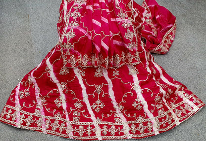 New Graceful Leheriya Pattern Chinon Silk Lehenga with Exquisite Gotapatti Detailing BY PCD