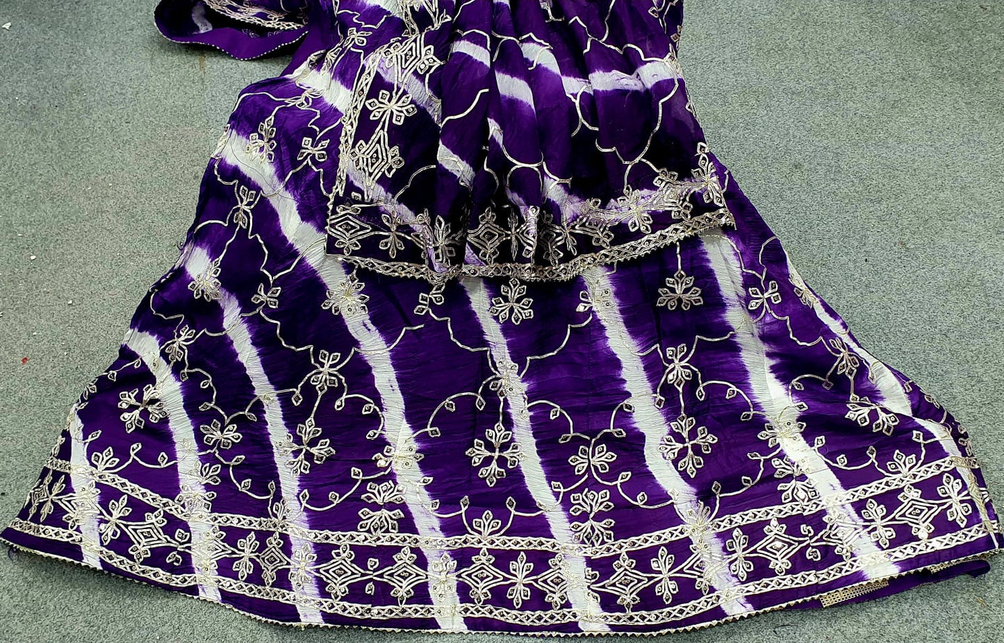 New Graceful Leheriya Pattern Chinon Silk Lehenga with Exquisite Gotapatti Detailing BY PCD