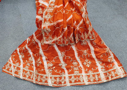 New Graceful Leheriya Pattern Chinon Silk Lehenga with Exquisite Gotapatti Detailing BY PCD