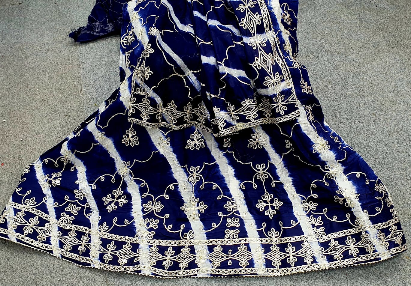 New Graceful Leheriya Pattern Chinon Silk Lehenga with Exquisite Gotapatti Detailing BY PCD