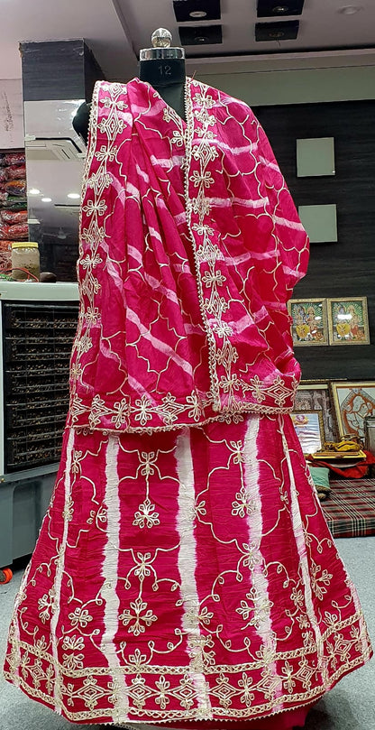 New Graceful Leheriya Pattern Chinon Silk Lehenga with Exquisite Gotapatti Detailing BY PCD