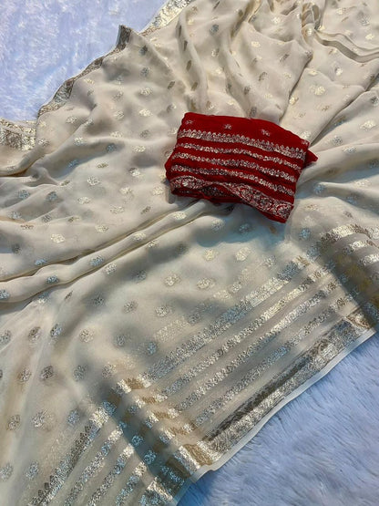 Special Pure Georgette Jaipuri Tie Dye Zari Weaving Saree
