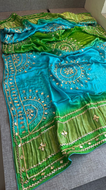 New Gaji Silk Designer Dupatta with Gotapatti Work by pcd