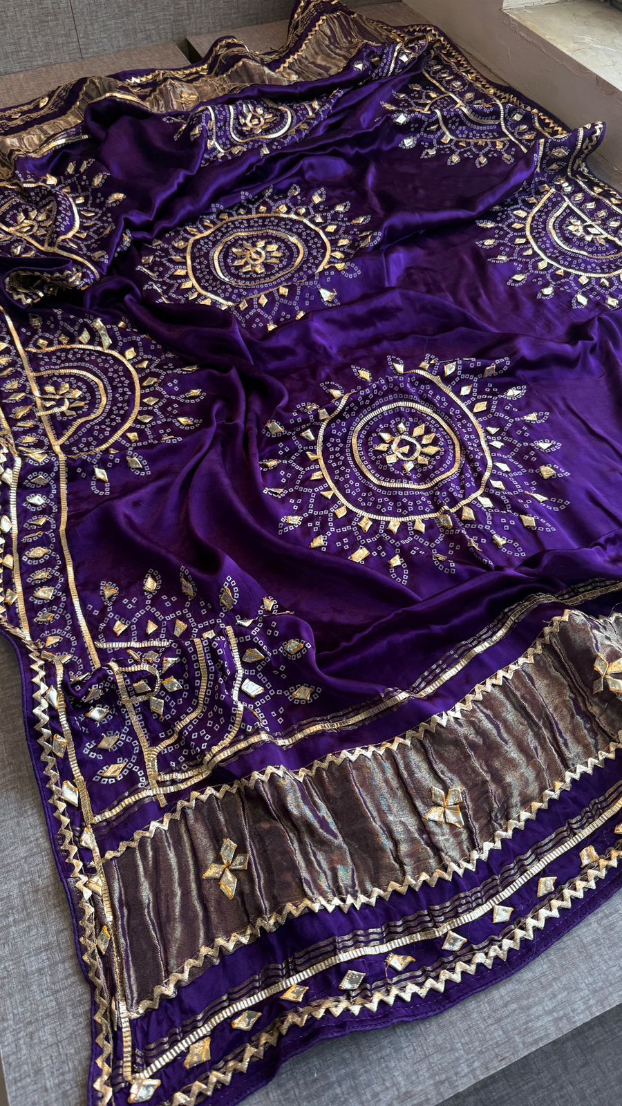 New Gaji Silk Designer Dupatta with Gotapatti Work by pcd