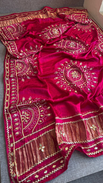 New Gaji Silk Designer Dupatta with Gotapatti Work by pcd
