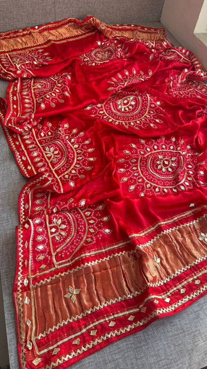 New Gaji Silk Designer Dupatta with Gotapatti Work by pcd