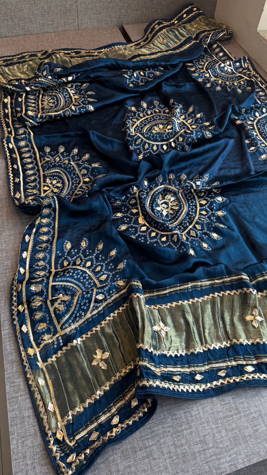 New Gaji Silk Designer Dupatta with Gotapatti Work by pcd