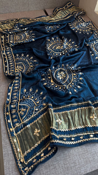 New Gaji Silk Designer Dupatta with Gotapatti Work by pcd