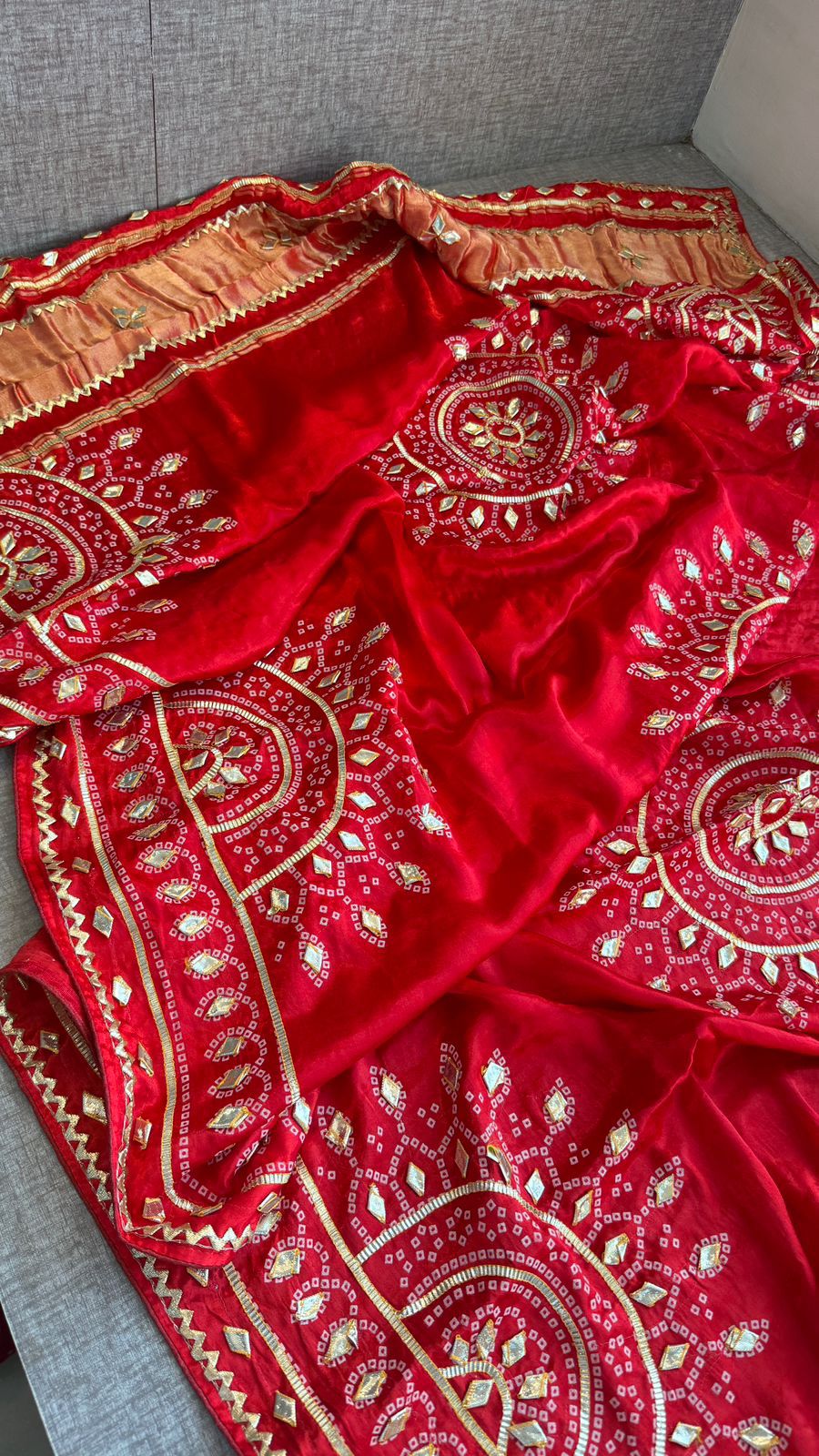New Gaji Silk Designer Dupatta with Gotapatti Work by pcd