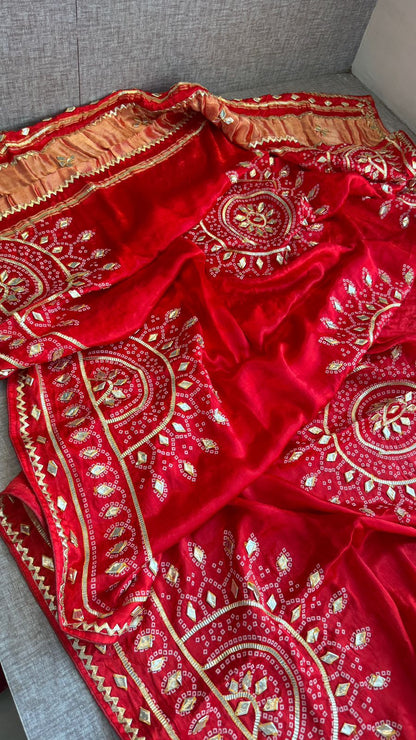 New Gaji Silk Designer Dupatta with Gotapatti Work by pcd