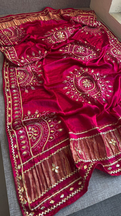 New Gaji Silk Designer Dupatta with Gotapatti Work by pcd