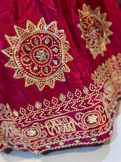 New Elegant Ethnic Gaji Silk Bandhani Lehenga Collection BY PCD