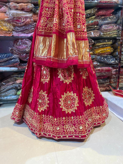 New Elegant Ethnic Gaji Silk Bandhani Lehenga Collection BY PCD