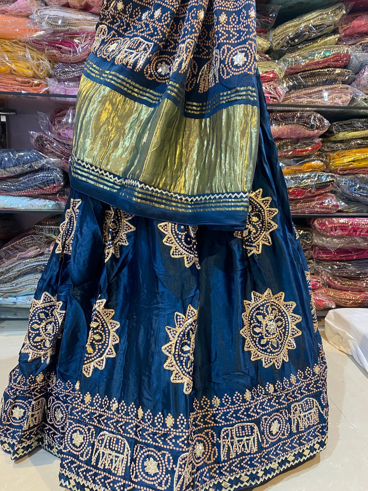 New Elegant Ethnic Gaji Silk Bandhani Lehenga Collection BY PCD