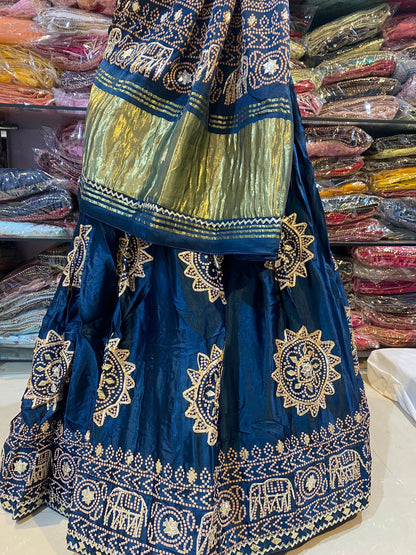 New Elegant Ethnic Gaji Silk Bandhani Lehenga Collection BY PCD