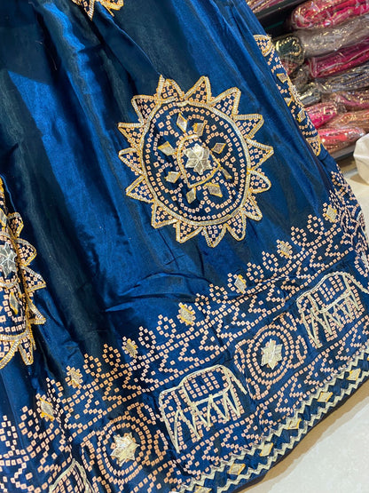 New Elegant Ethnic Gaji Silk Bandhani Lehenga Collection BY PCD