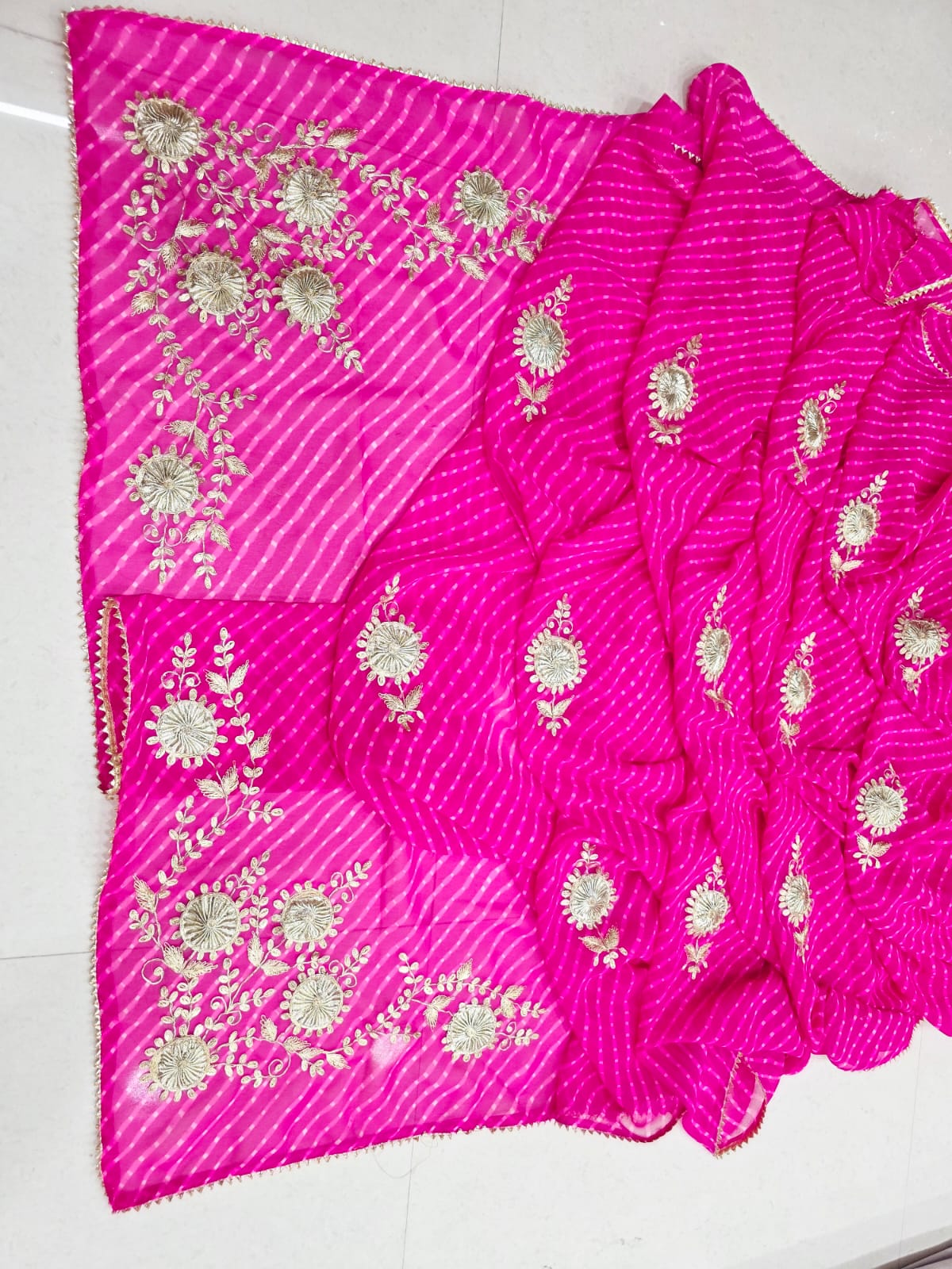 New Leheriya Style Georgette Saree with pitta Work Saree by PCD