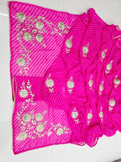 New Leheriya Style Georgette Saree with pitta Work Saree by PCD
