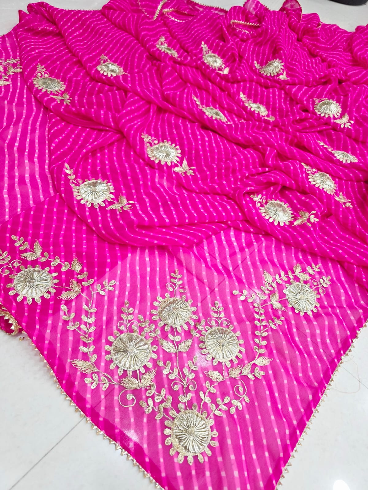 New Leheriya Style Georgette Saree with pitta Work Saree by PCD