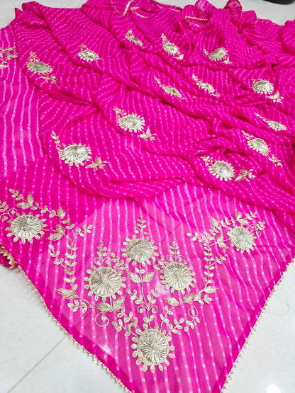 New Leheriya Style Georgette Saree with pitta Work Saree by PCD