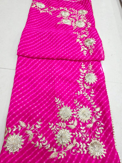 New Leheriya Style Georgette Saree with pitta Work Saree by PCD