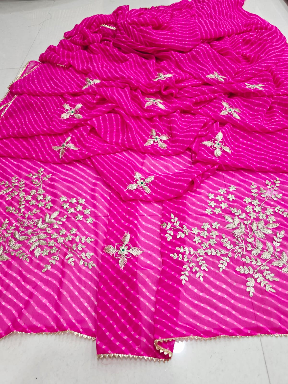 New Leheriya Style Georgette Saree with pitta Work Saree by PCD