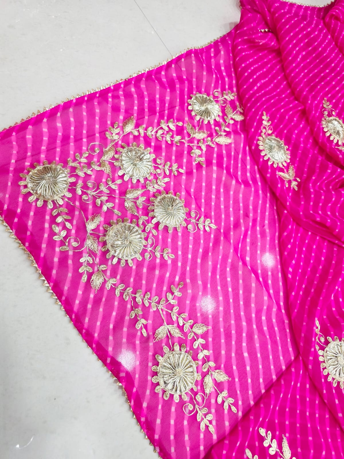 New Leheriya Style Georgette Saree with pitta Work Saree by PCD