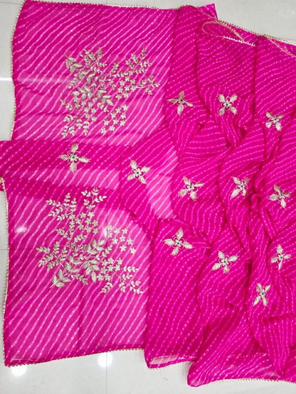 New Leheriya Style Georgette Saree with pitta Work Saree by PCD