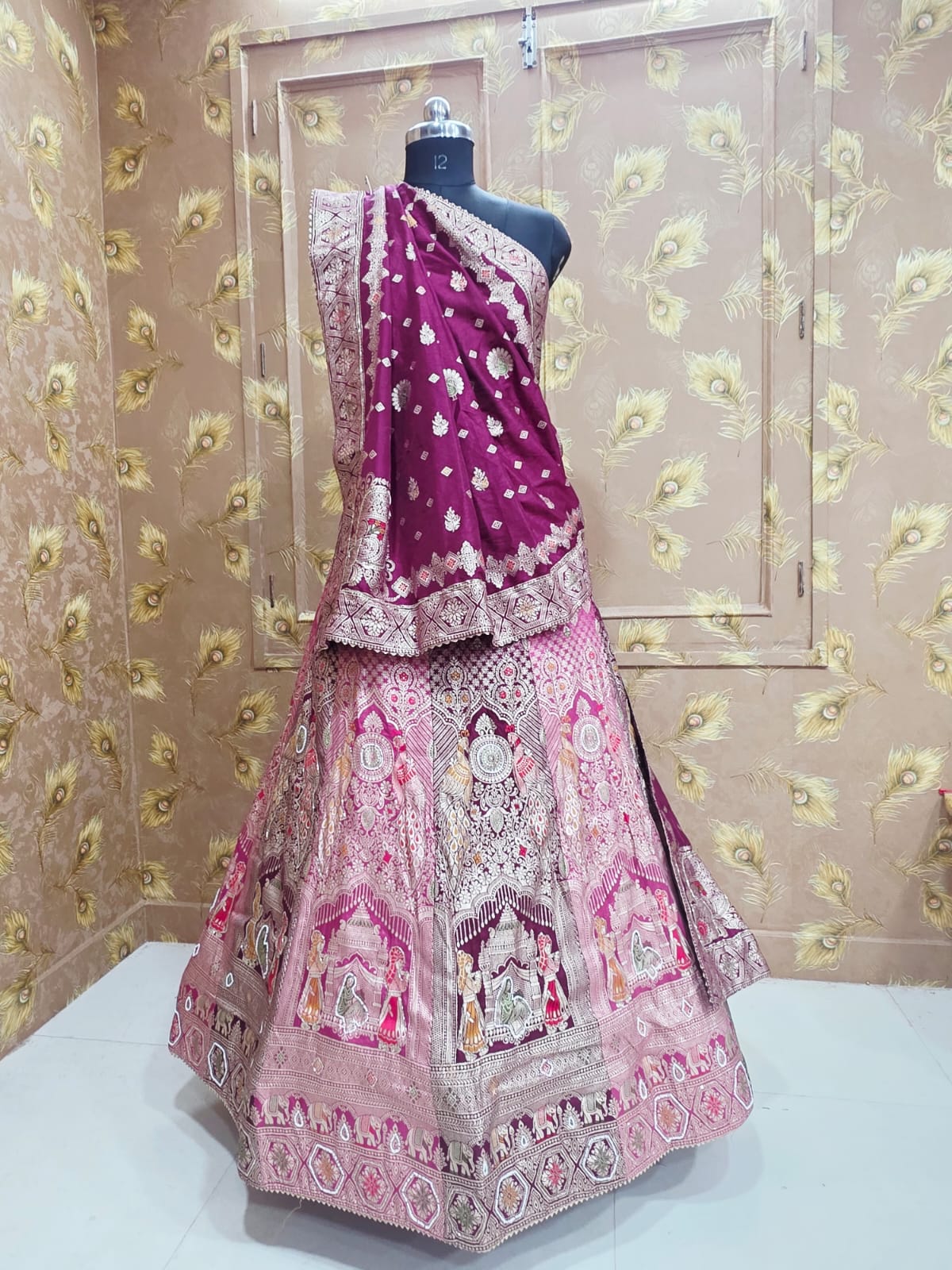 Royal Festive Dola Silk Lehenga Classic Banarasi Design by pcd