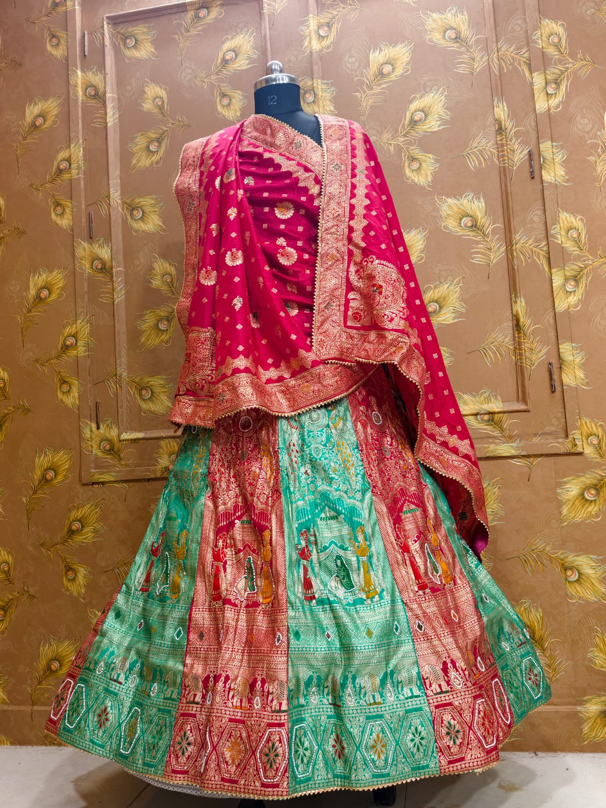 Royal Festive Dola Silk Lehenga Classic Banarasi Design by pcd