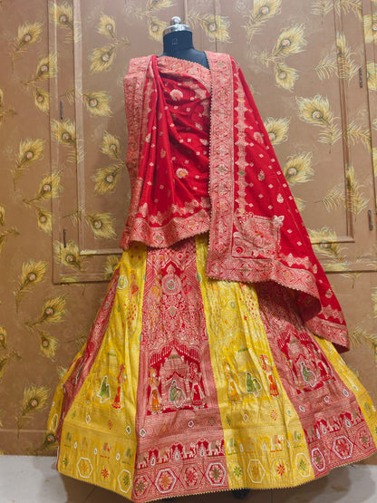 Royal Festive Dola Silk Lehenga Classic Banarasi Design by pcd