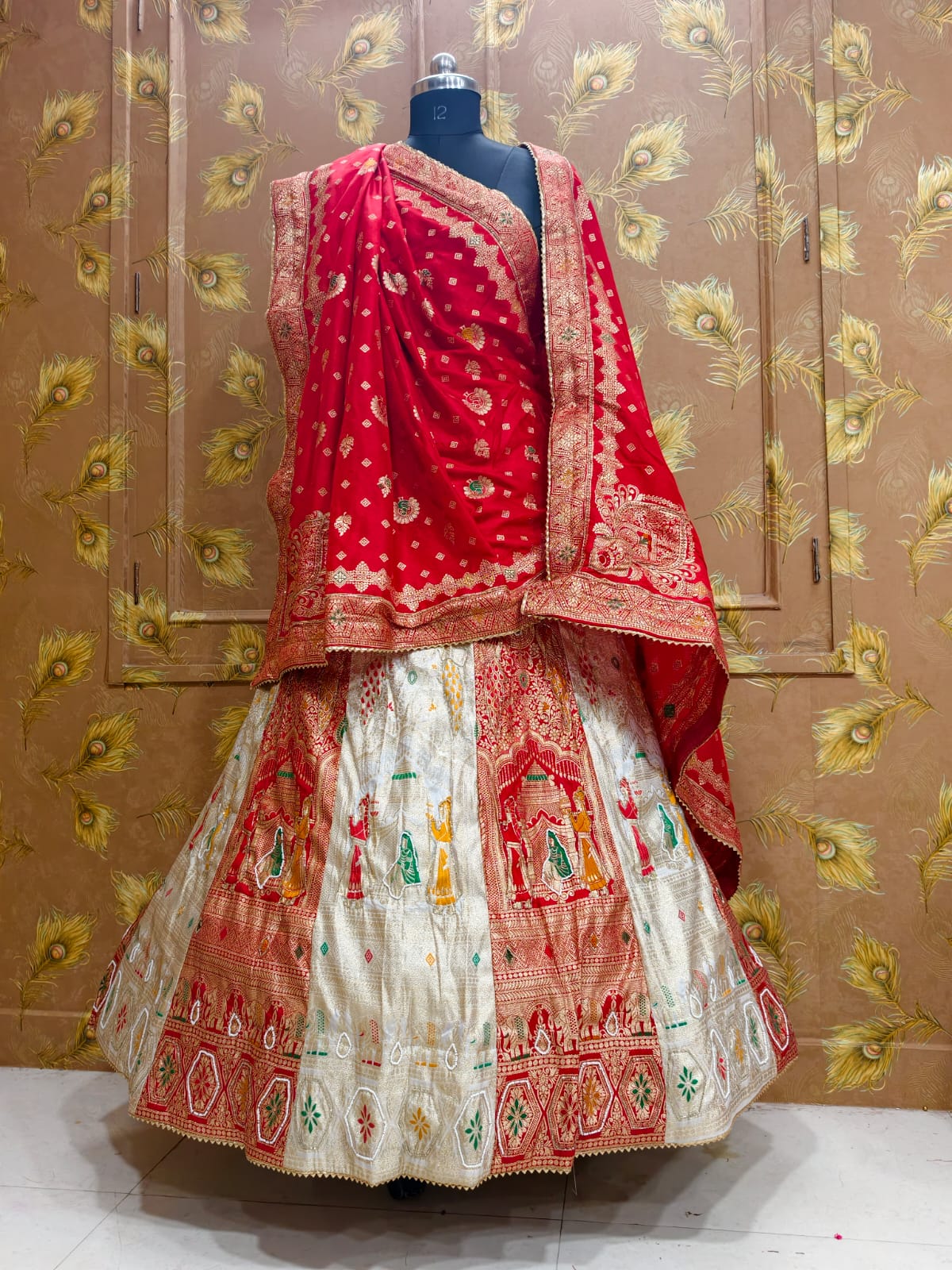 Royal Festive Dola Silk Lehenga Classic Banarasi Design by pcd