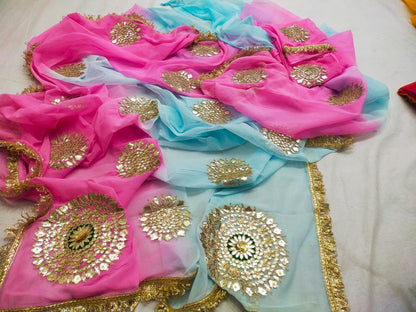 Chiffon Allover Design Saree With Gota Patti by pcd