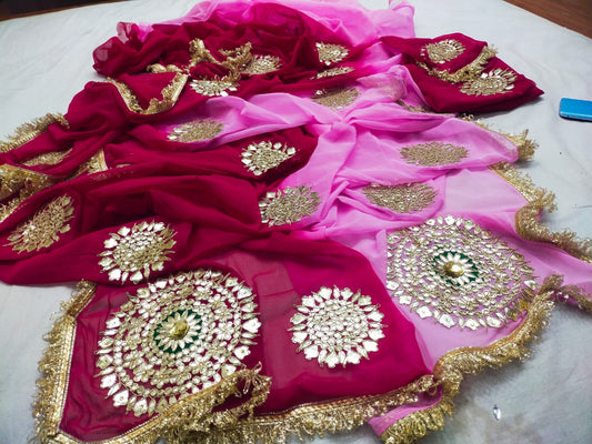 Chiffon Allover Design Saree With Gota Patti by pcd